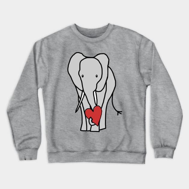 Big Elephant with Love Heart on Valentines Day Graphic Crewneck Sweatshirt by ellenhenryart